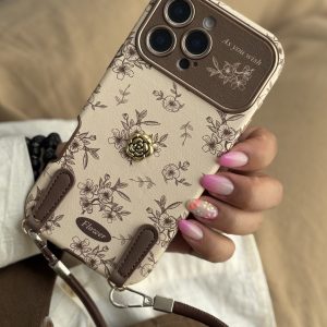 قاب موبایل آیفون گل ویکتورین استایل + بندست
