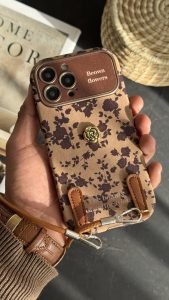 قاب موبایل آیفون گل و برگ پاییزی + بندست