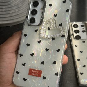 قاب موبایل سامسونگ قلب ریز خال خالی صدفی