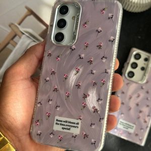 قاب موبایل سامسونگ گل رز اسپشیال کلاسیک شاینی صورتی