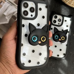 قاب موبایل آیفون گربه اسپاتی پاپسوکت آیینه ای