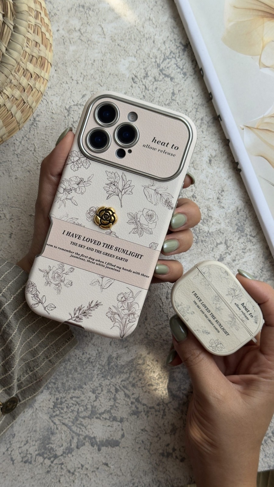 قاب موبایل آیفون گل طلایی انگلیسی الگانس محافظ لنزدار