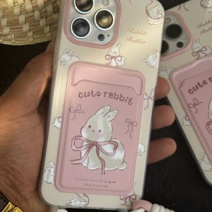 قاب موبایل آیفون خرگوش کیوت ربیت جاکارتی پاپیون دار بندی