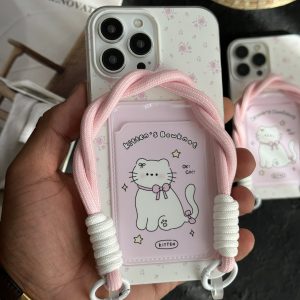 قاب موبایل آیفون گربه گل گلی کیچن جاکارتی بنددار