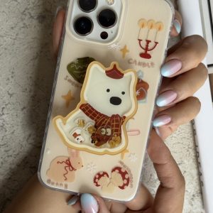 قاب موبایل آیفون کندل کریسمس سگ پاپی + پاپسوکت متحرک