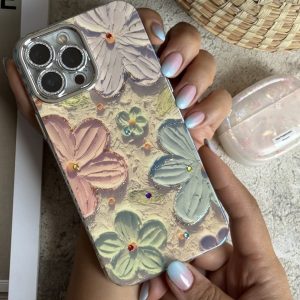 قاب موبایل ( آیفون _ سامسونگ ) گل آبرنگی ژله ای سه بعدی