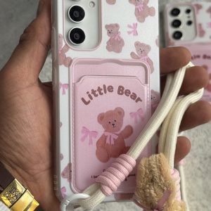 قاب موبایل ( آیفون _ سامسونگ ) خرس کوچولو تدی جاکارتی پاپیون بند عروسکی