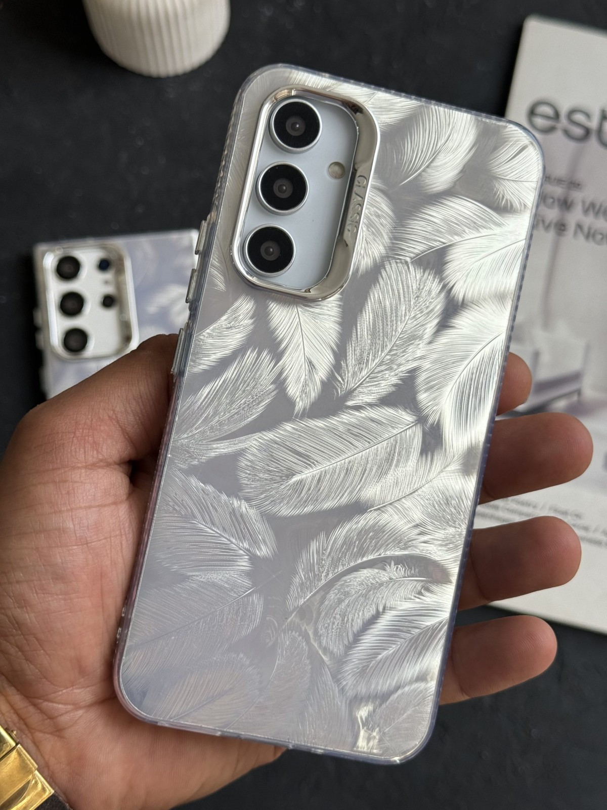 قاب موبایل سامسونگ پر مرغ عشق نقره ای هلوگرامی