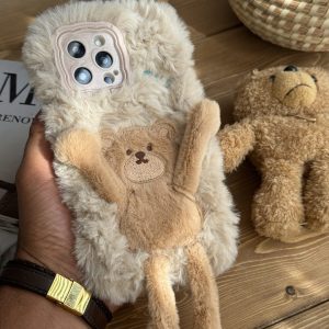 قاب موبایل آیفون خرس شل دست پشمالو