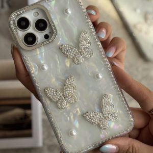 قاب موبایل آیفون سه پروانه دور نگین