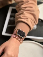 بند اپل واچ چرم کارتیر سانتوس همراه با گارد نگین دار (کدw5008) - تصویر 3