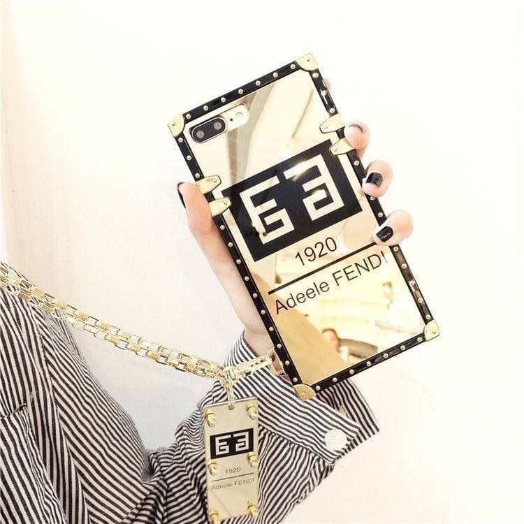 قاب موبایل فندی آینه ای + بند ست ( 2081 )