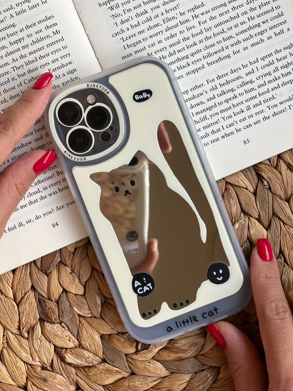 قاب موبایل آیفون گربه آیینه ای محافظ لنزدار